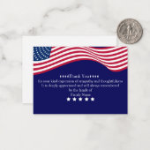Correspondance Drapeau américain après Carte de remerciements fun (Devant/Arrière en situation)
