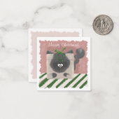 Correspondance Drôle, chat mignon, carte de Noël peinte à la main (Devant/Arrière en situation)