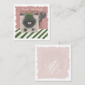 Correspondance Drôle, chat mignon, carte de Noël peinte à la main (Devant / Derrière)