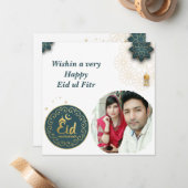 Correspondance Eid Moubarak Arc islamique Photo Carte de voeux (Devant/Arrière en situation)