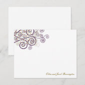 Correspondance Elegant Boho pourpre Spirales Mariage Carte de rem (Devant / Derrière)