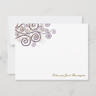 Correspondance Elegant Boho pourpre Spirales Mariage Carte de rem
