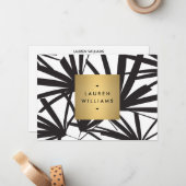 Correspondance Élégant cadre de palme noir avec Carte pour notes (Devant/Arrière en situation)