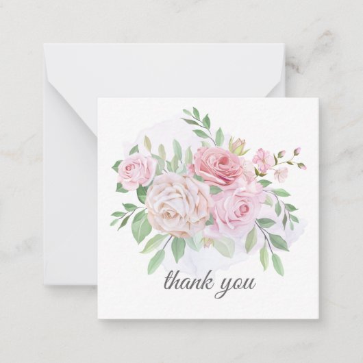 Correspondance élégant chic romantique merci rose carte de note (Devant)
