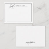 Correspondance Élégant nom de monogramme Carte de note gris noir (Devant / Derrière)