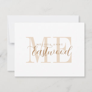 Correspondance Élégant nom de script Gold Monogramme Carte à note