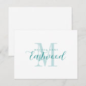 Correspondance Élégant nom de script Monogramme Turquoise carte d (Devant / Derrière)