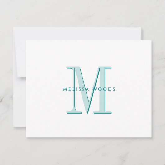 Correspondance Élégant nom de script Monogramme Turquoise carte d (Devant)