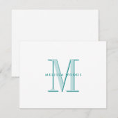 Correspondance Élégant nom de script Monogramme Turquoise carte d (Devant / Derrière)