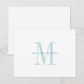 Correspondance Élégant nom de script Monogramme Turquoise carte d (Devant / Derrière)