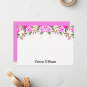 Correspondance Elégant rose Roses Carte de note personnalisée (Devant/Arrière en situation)