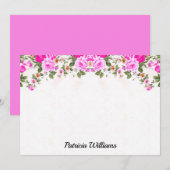 Correspondance Elégant rose Roses Carte de note personnalisée (Devant / Derrière)