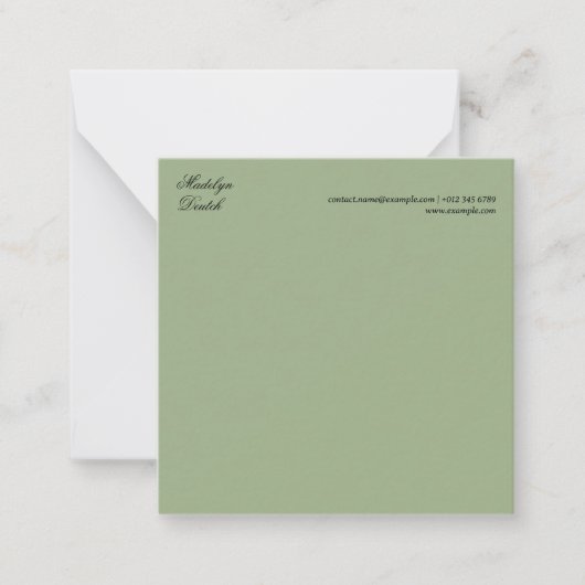 Correspondance Élégant Style de Carte de Note Moderne Vert Sauge (Devant)