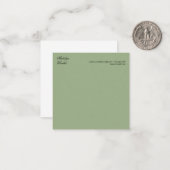 Correspondance Élégant Style de Carte de Note Moderne Vert Sauge (Devant/Arrière en situation)
