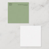 Correspondance Élégant Style de Carte de Note Moderne Vert Sauge (Devant / Derrière)