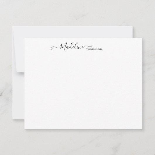 Correspondance Élégante carte Black Note Center moderne de script (Devant)
