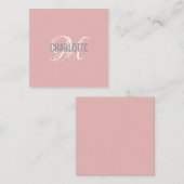 Correspondance Elégante carte de nom monogramme rose rousse (Devant / Derrière)