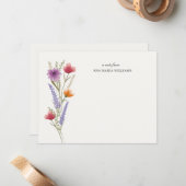 Correspondance Élégante carte de note Fleur sauvage chic (Devant/Arrière en situation)