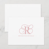 Correspondance Élégante carte de note plat Monogramme rose (Devant / Derrière)