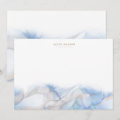 Correspondance Elégante carte de papier à lettres Blue Gold (Devant / Derrière)