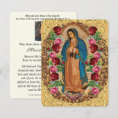 Correspondance Elégante carte de prière funéraire de Guadalupe es (Devant / Derrière)