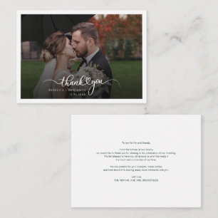 Correspondance Élégante carte de remerciement de mariage avec pho
