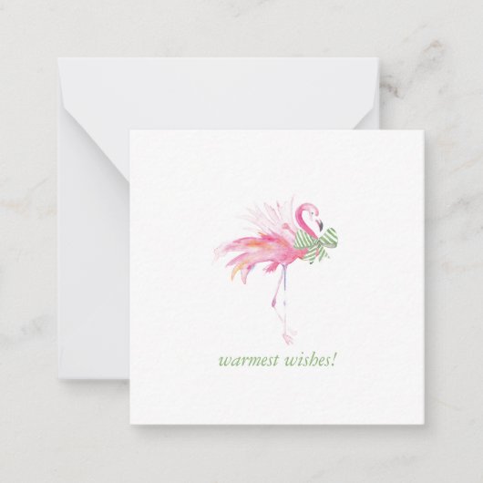 Correspondance Flamant rose d'aquarelle Carte pour notes de Noël  (Devant)