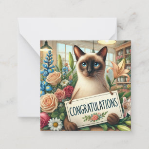 Correspondance Fleuriste de chat avec carte Félicitations