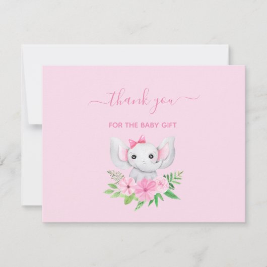 Correspondance Fleurs d'éléphant rose vert Carte de remerciements (Devant)