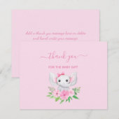 Correspondance Fleurs d'éléphant rose vert Carte de remerciements (Devant / Derrière)