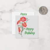 Correspondance Fleurs orange Carte de voeux Anniversaire Note (Devant/Arrière en situation)