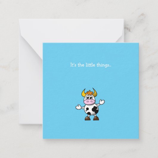 Correspondance Funny Little Cow Mini Merci Carte de Note (Devant)