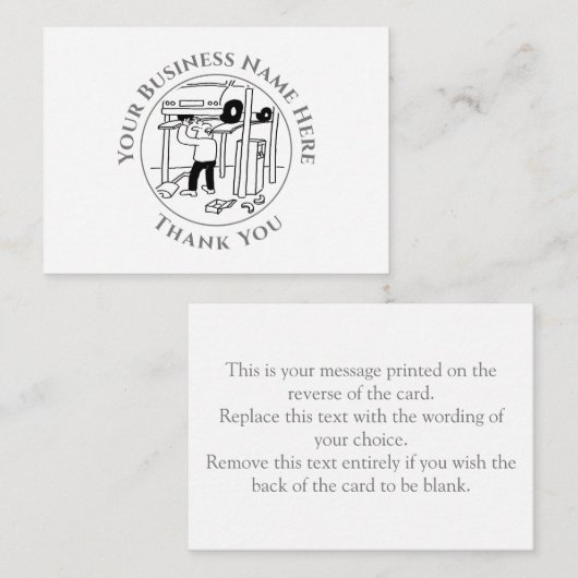 Correspondance Garage Mécanique Merci Carte de note (Devant / Derrière)