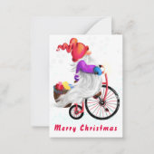 Correspondance Gnome avec vélo et cadeaux Carte de Noël (Devant)