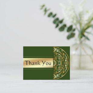 Correspondance Gold Mandala Green Arrière - plan Carte de remerci