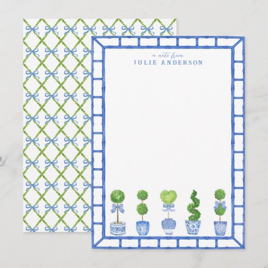 Correspondance Jardin opiaire en bambou | Carte de note Chinoiser (Devant / Derrière)