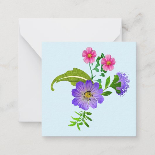 Correspondance Jolie carte de note florale (Devant)