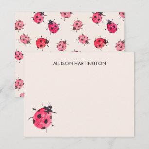 Correspondance Jolie carte de remerciement coccinelle jardin rose