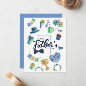 Correspondance Joyeuse Fête des Pères Carte de vœux à plat (Devant/Arrière en situation)