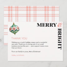 Joyeux & Lumineux Carte de Noël Entreprise Rose Pê