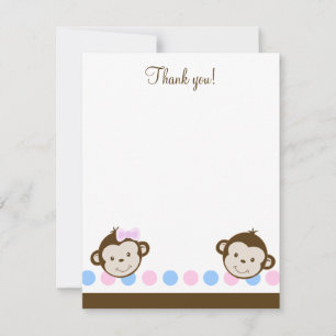 Correspondance Jumeaux Mod Singes garçon/fille 4x5 plat carte de
