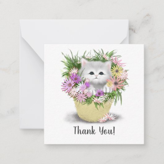 Correspondance Kitten dans le panier Merci carte de note (Devant)