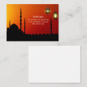 Correspondance La carte de remerciement silhouette de mosquée (Devant / Derrière)