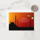 Correspondance La carte de remerciement silhouette de mosquée (Devant/Arrière en situation)