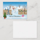 Correspondance Le Snowman Derrière La Clôture Carte De Noël (Devant / Derrière)