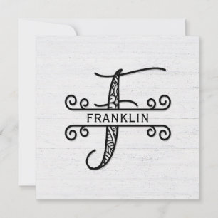 Correspondance Lettre monogramme F avec carte de note de nom de f