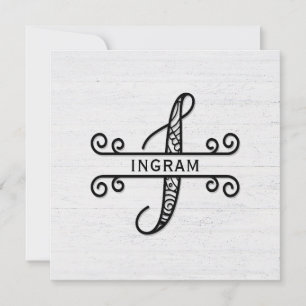 Correspondance Lettre monogramme I avec carte de note de nom de f