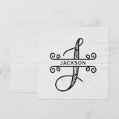 Correspondance Lettre monogramme J avec carte de note de nom de f (Devant / Derrière)