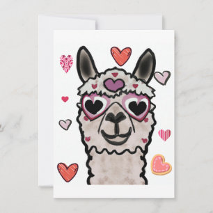 Correspondance Llama Love Hearts Valentine's Carte de remerciemen