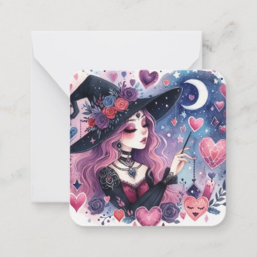 Correspondance Magique Coeurs Sorcière Valentines Carte de note d (Devant)